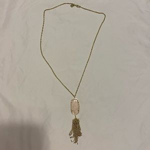 Kendra Scott Rayne Long Tassel Pendant Necklace Gold and Pink/Rose